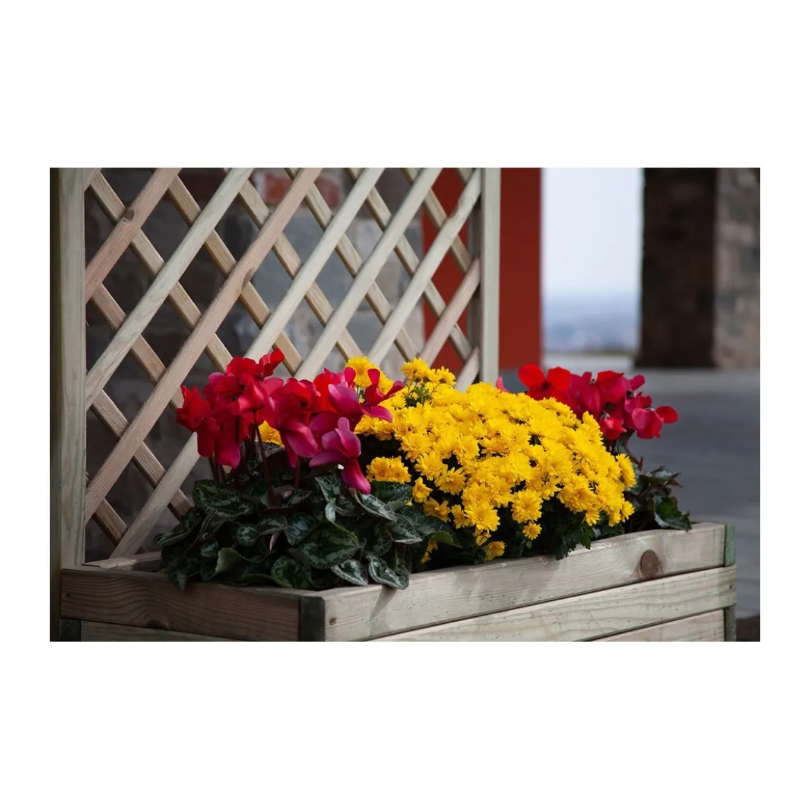Fioriera con Grigliato 120 Balcone Vaso Spalliera Legno Rettangolare Portavaso