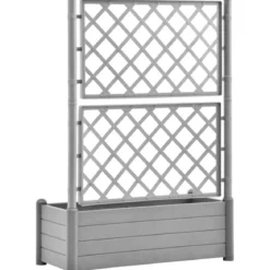 Fioriera con Spalliera Grigliata per Rampicanti Grigio 100x43x142 cm