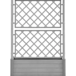 Fioriera con Spalliera Grigliata per Rampicanti Grigio 100x43x142 cm