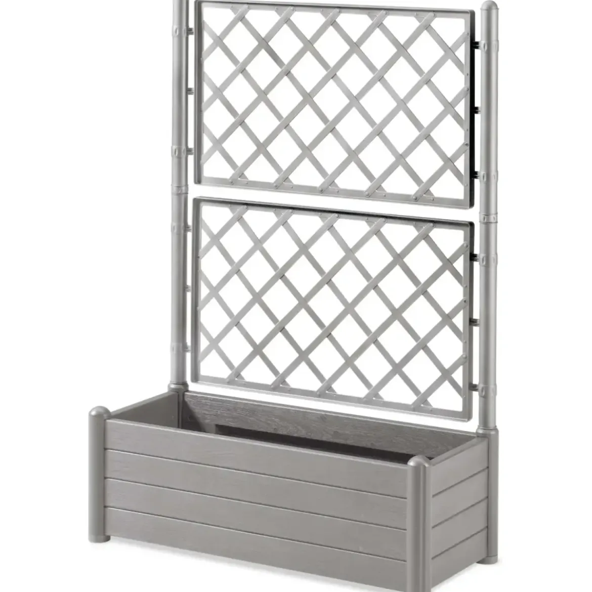 Fioriera con Spalliera Grigliata per Rampicanti Grigio 100x43x142 cm