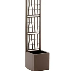 Fioriera con Spalliera per Rampicanti Tortora in Plastica 36x36x140cm