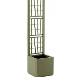 Fioriera con Spalliera per Rampicanti Verde in Plastica 36x36x140cm