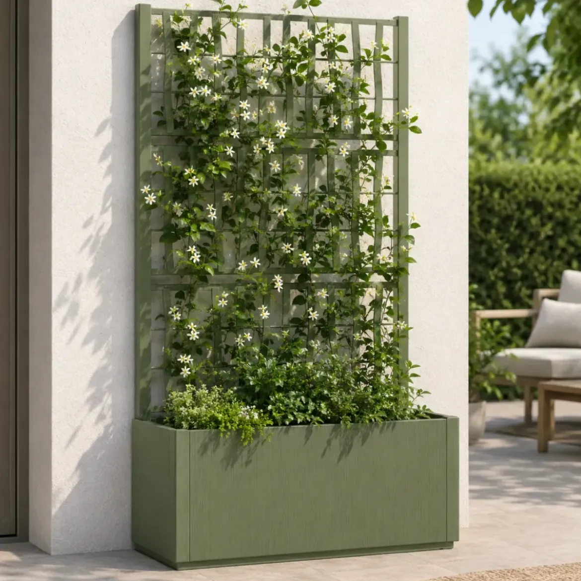 Fioriera con Spalliera Rampicanti Verde 80x36x140 cm in Plastica