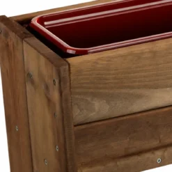Fioriera da Esterno Orto Inclinato in Legno con Vaschette Castagno