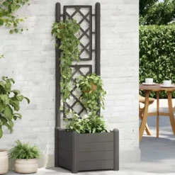 Fioriera Quadrata 43x43 con Grigliato 140 in Plastica da Esterno Pannello Moka