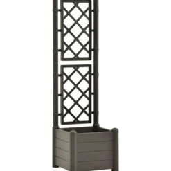Fioriera Quadrata 43x43 con Grigliato 140 in Plastica da Esterno Pannello Moka
