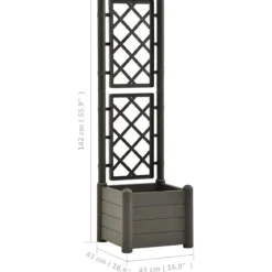Fioriera Quadrata 43x43 con Grigliato 140 in Plastica da Esterno Pannello Moka