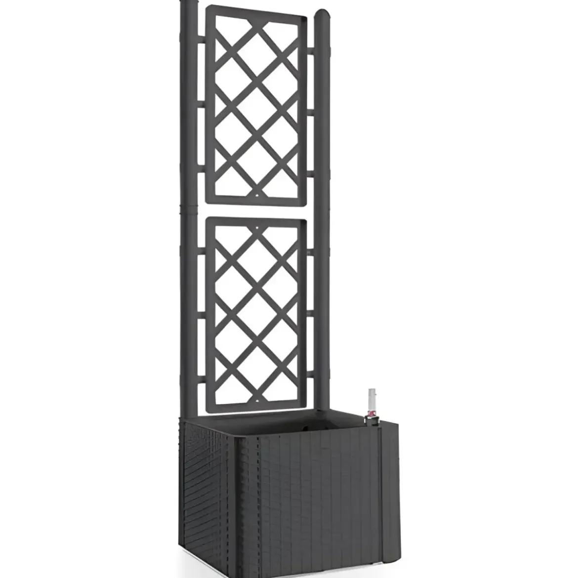 Fioriera Quadrata 43x43 con Spalliera in Pvc Antracite Da Esterno Balcone Vaso