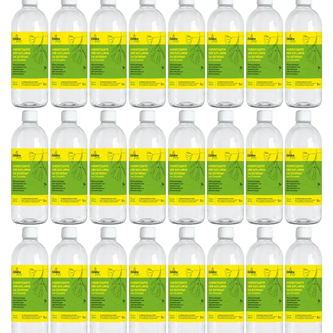 24 Flaconi 1L Bioetanolo con Citronella per Biocamini da Esterno