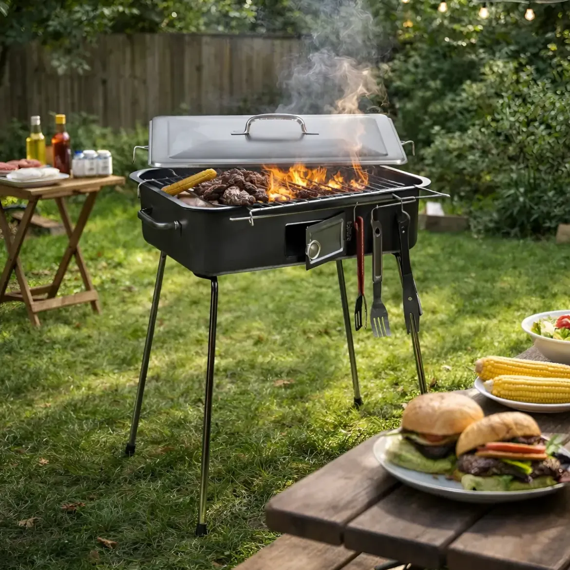 Fornacella Barbecue a Carbonella Campeggio Pieghevole Griglia Portatile Giardino