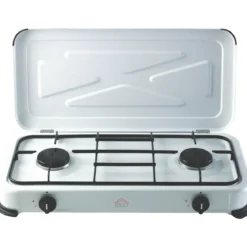 Fornello a Gas DCG GPL 2 Fuochi 2,6 kW con Coperchio Antipolvere