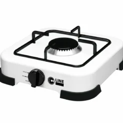 Fornello a Gas GPL 1 Fuoco Portatile 2,2 kW per Uso Esterno Bianco