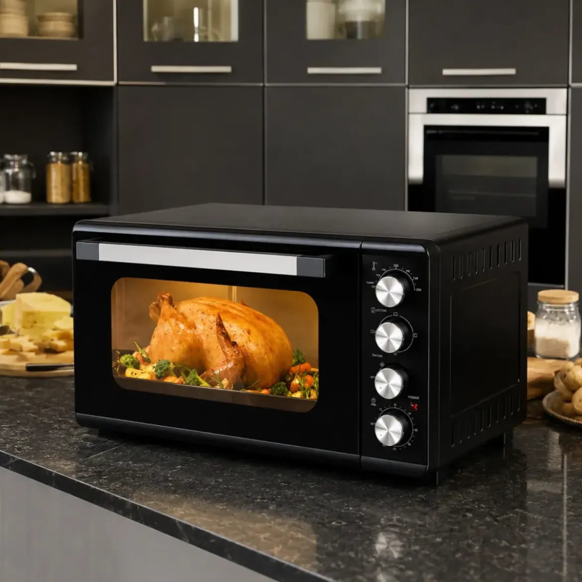 Forno Elettrico Ventilato 45L 2000W DCG Nero Vassoio Griglia Maniglia