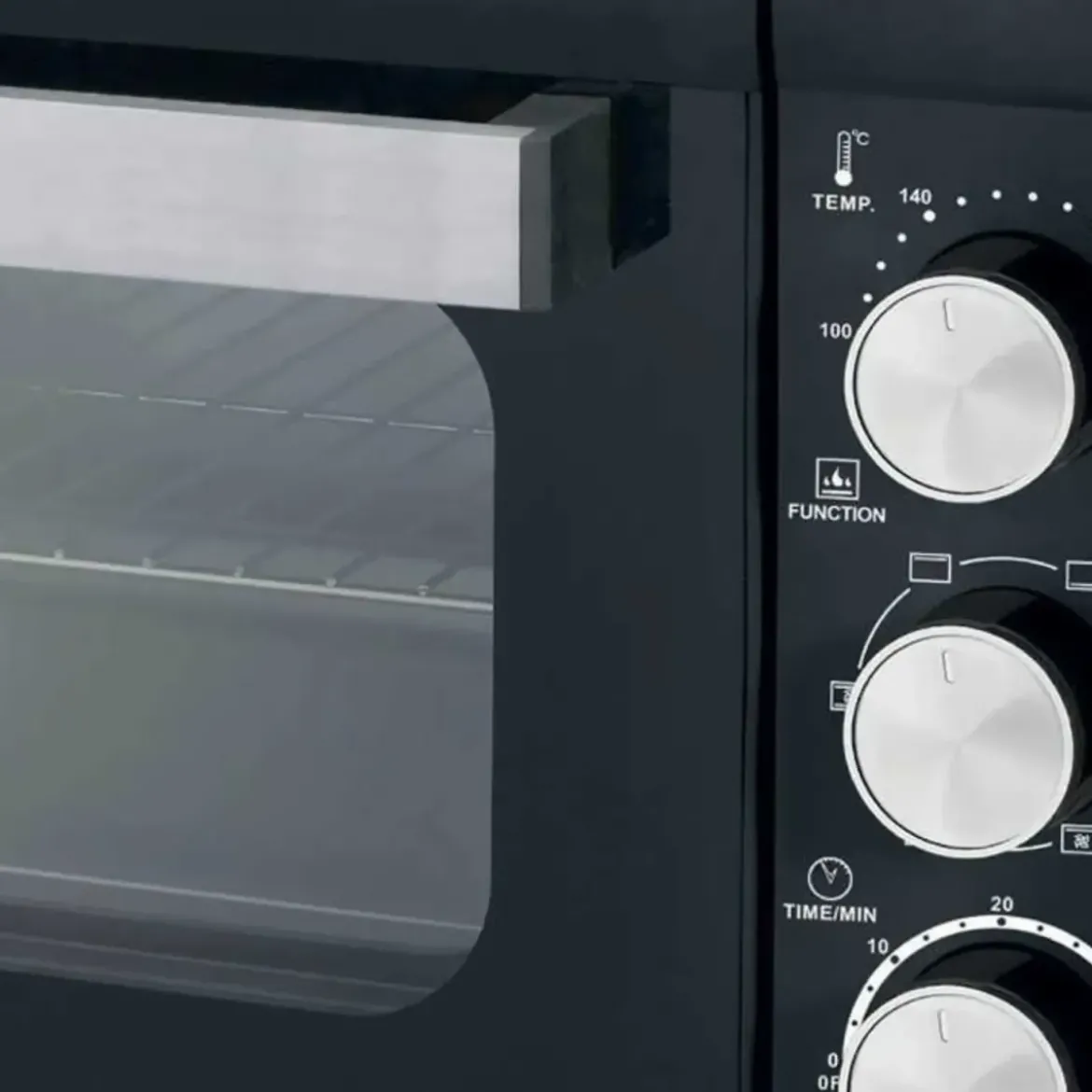 Forno Elettrico Ventilato 24L 1380W DCG Nero Vassoio Griglia Maniglia