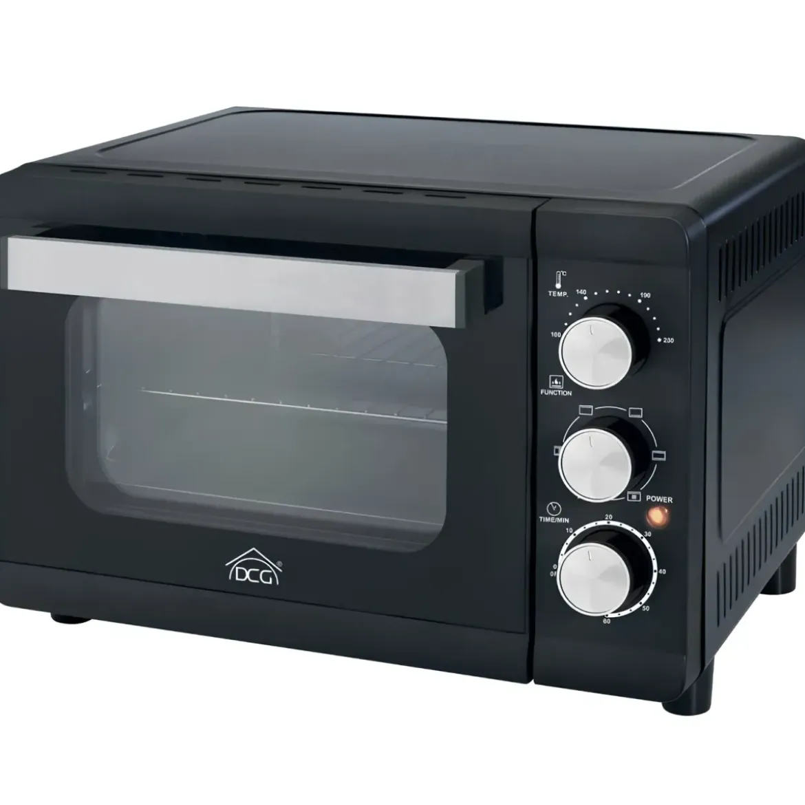 Forno Elettrico Ventilato 24L 1380W DCG Nero Vassoio Griglia Maniglia