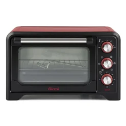 Forno Elettrico Ventilato 1380W Grill Vassoio Griglia Pinza Rosso Nero