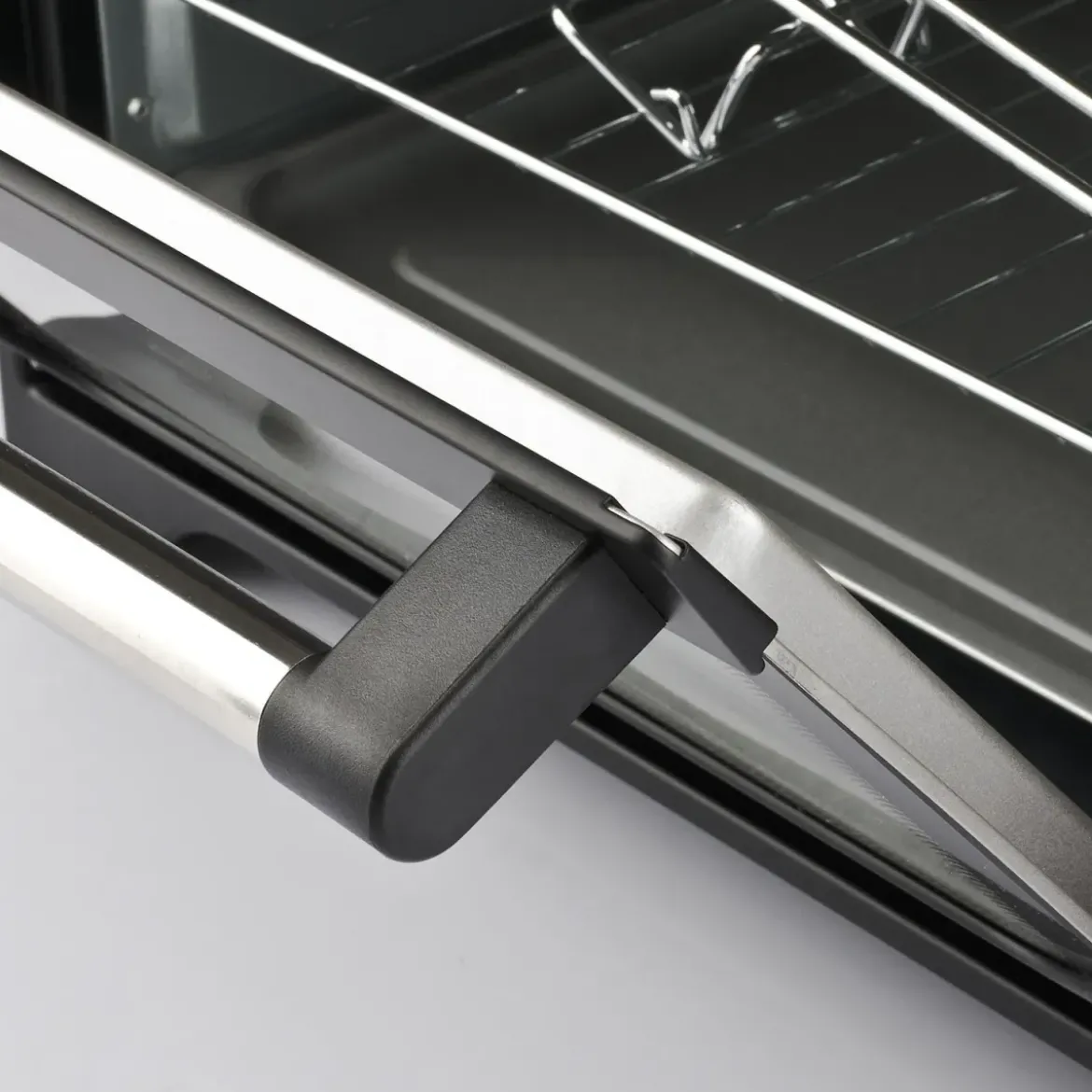 Forno Elettrico Ventilato 1380W Grill Vassoio Griglia Pinza Rosso Nero