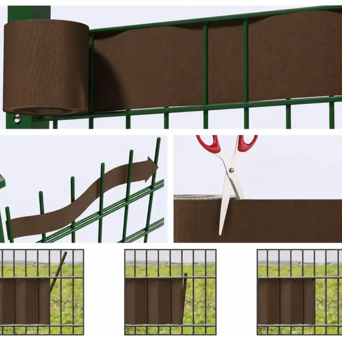 Frangivista in PVC Marrone con Clip 19x3500 cm per Recinzione Balcone
