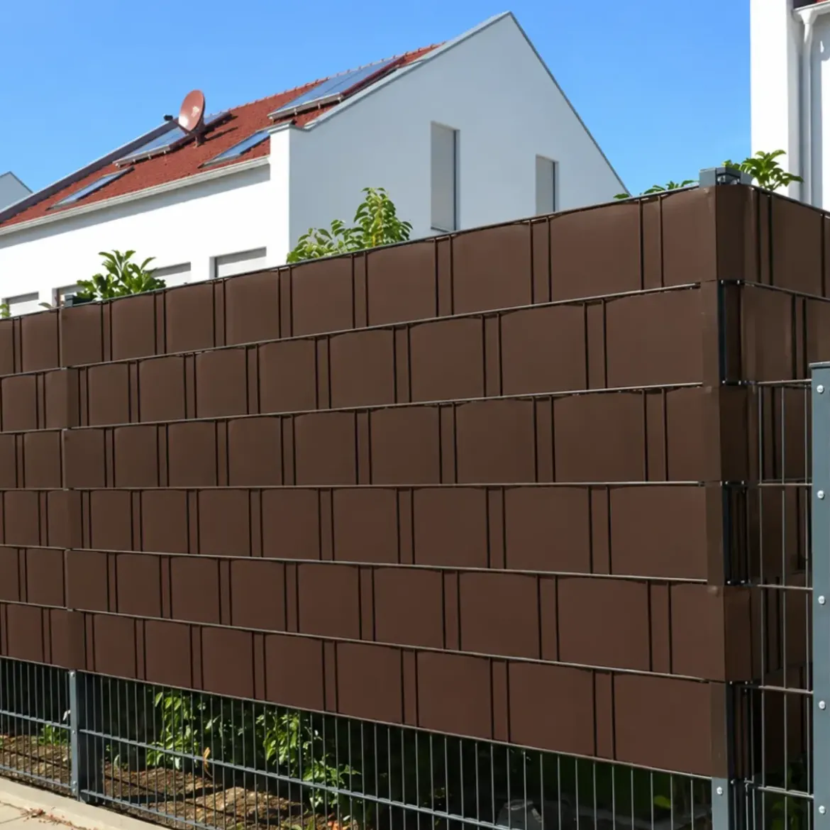 Frangivista in PVC Marrone con Clip 19x3500 cm per Recinzione Balcone