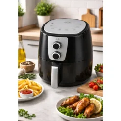 Friggitrice ad Aria DCG 5,2L 1300W Nero Cestello Antiaderente Rimovibile