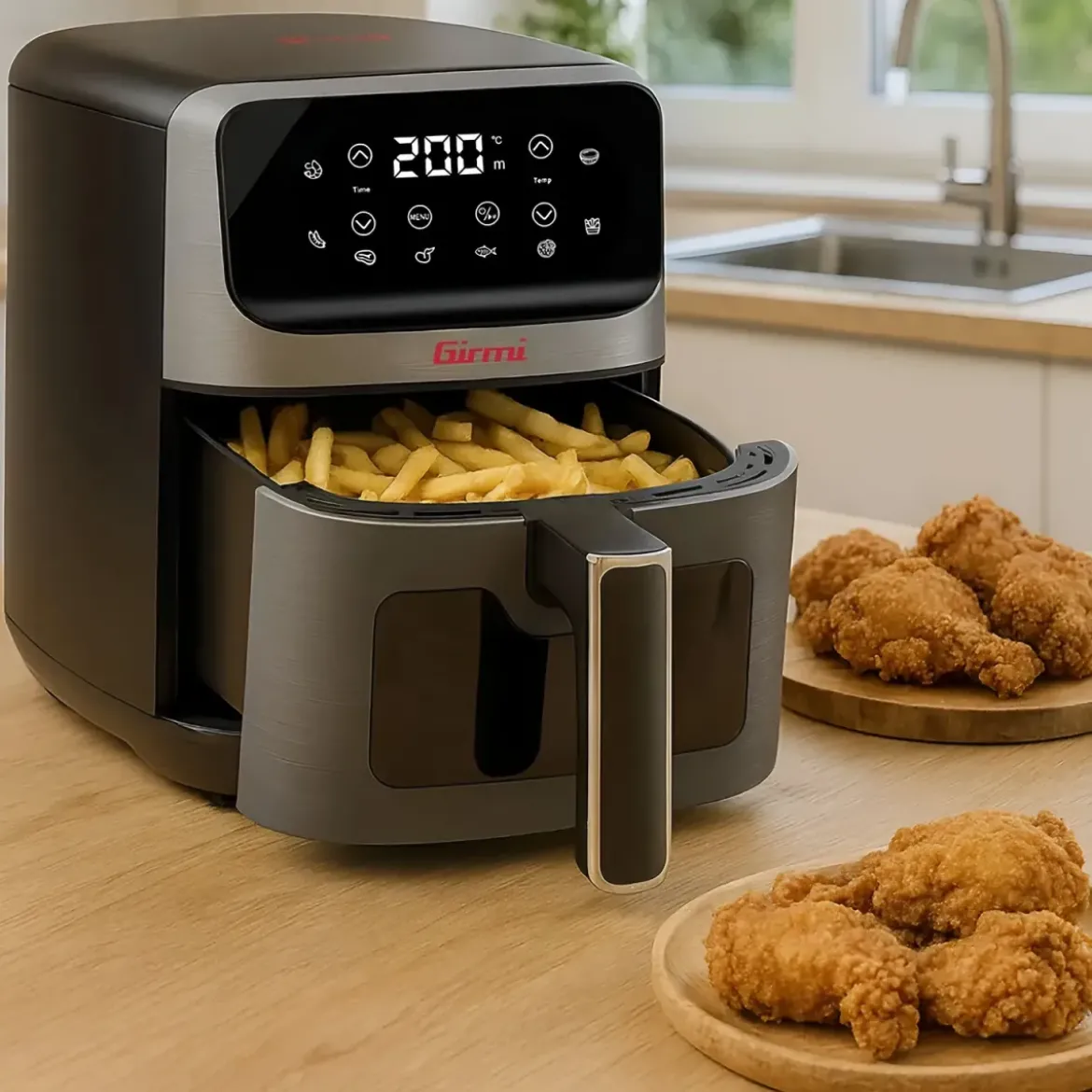 Friggitrice ad Aria Girmi 1500W 4,2L Digitale Timer 60 min Grigio