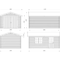 Garage in Legno 350x520 cm Blockhouse 34 mm Doppia Porta Finestra