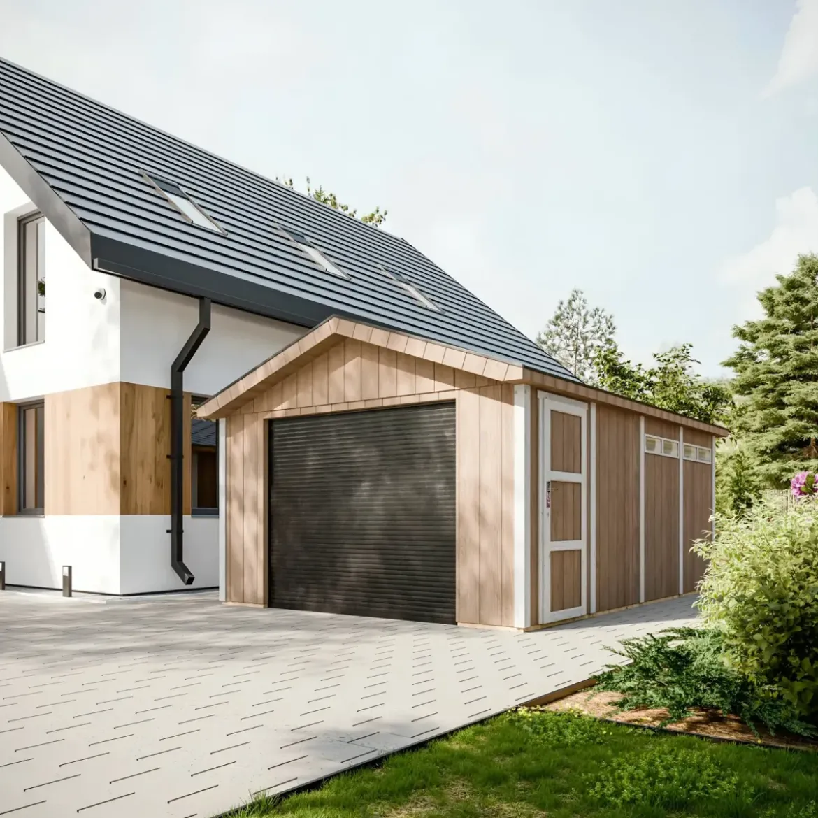 Garage in Legno 354x486 cm Box Auto Moto 17 m2 Grigio a Pannelli