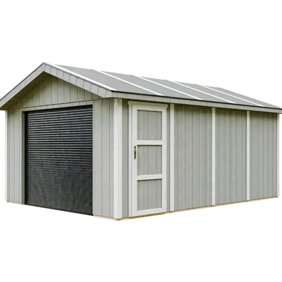 Garage in Legno 354x486 cm Box Auto Moto 17 m2 Grigio a Pannelli