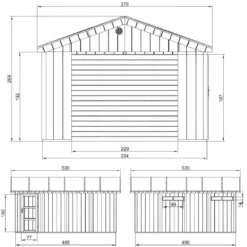 Garage in Legno 354x486 cm Box Auto Moto 17 m2 Grigio Scuro a Pannelli
