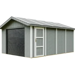 Garage in Legno 354x486 cm Box Auto Moto 17 m2 Grigio Scuro a Pannelli