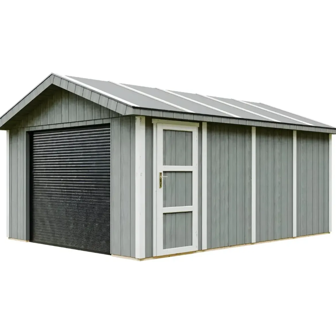 Garage in Legno 354x486 cm Box Auto Moto 17 m2 Grigio Scuro a Pannelli