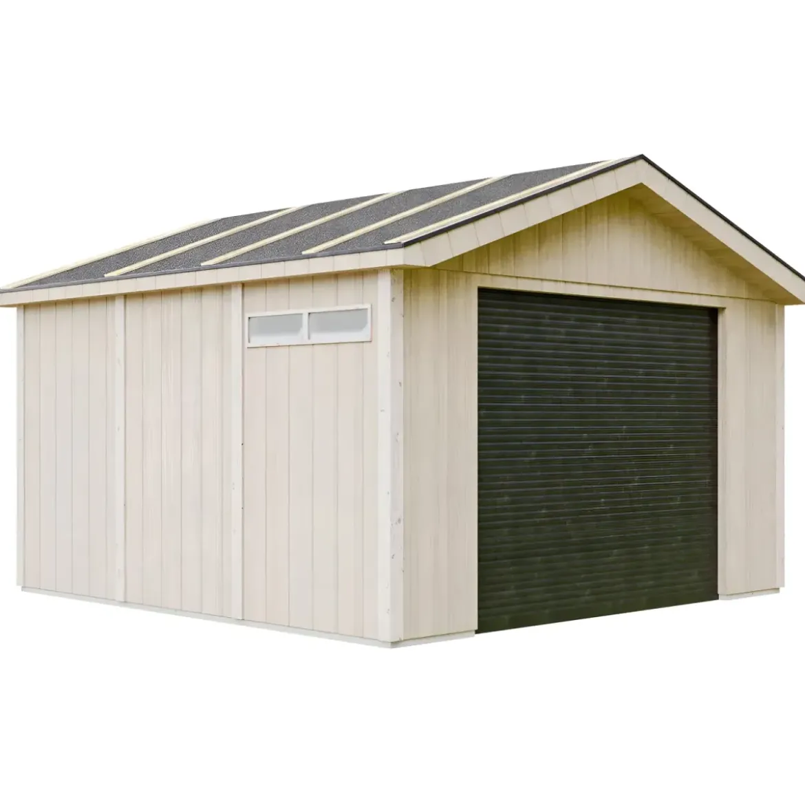 Garage in Legno 368x354 cm Grigio Scuro Pannelli Box Porta Elettrica