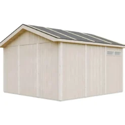 Garage in Legno 368x354 cm Miele a Pannelli Box con Porta Elettrica