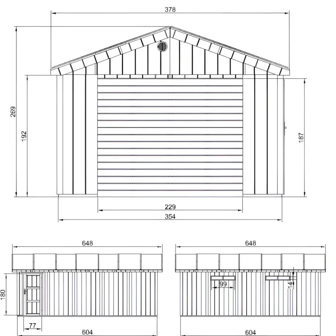 Garage in Legno 3x6 Grigio Scuro Box Auto da Esterno 21 m2 a Pannelli