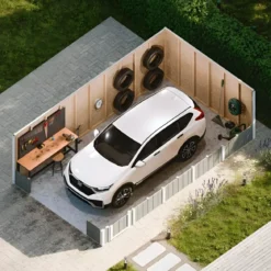 Garage in Legno 3x6 Marrone Box Auto Attrezzi Esterno 21 m2 a Pannelli