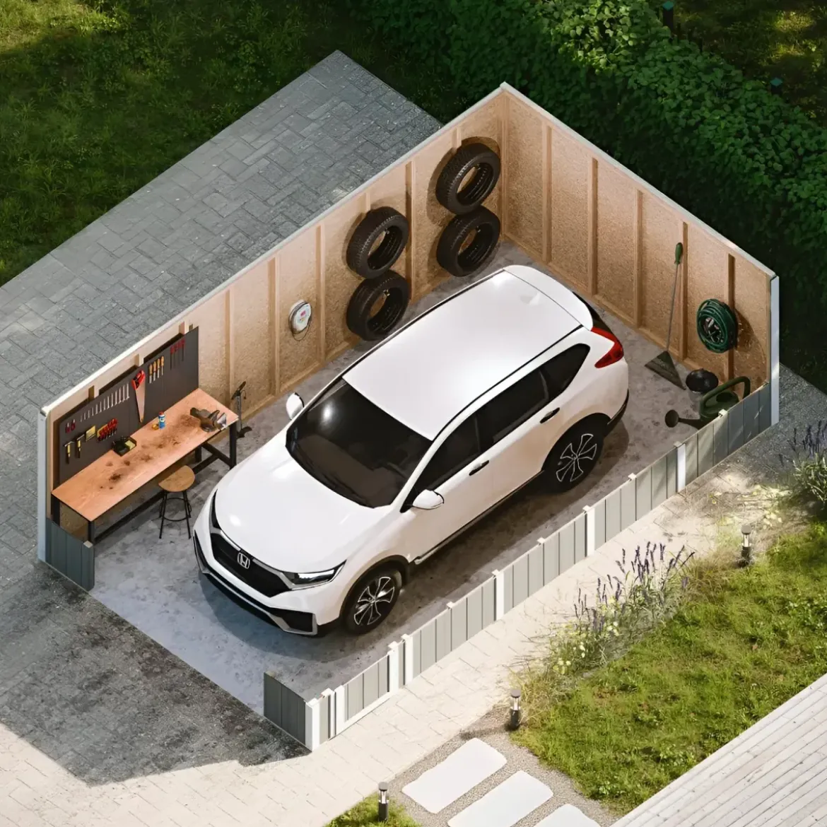 Garage in Legno 3x6 Marrone Box Auto Attrezzi Esterno 21 m2 a Pannelli