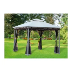 Gazebo Acciaio 3x3 Esterno Giardino con Zanzariera Tende Pareti Laterali Pergola