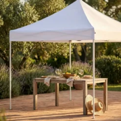 Gazebo da Esterno Pieghevole 290x290 m Bianco in Acciaio Poliestere