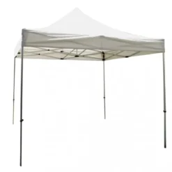 Gazebo da Esterno Pieghevole 290x290 cm Bianco Acciaio Poliestere