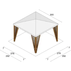 Gazebo da Giardino in Legno Impregnato 3x3 m Noce Copertura Removibile