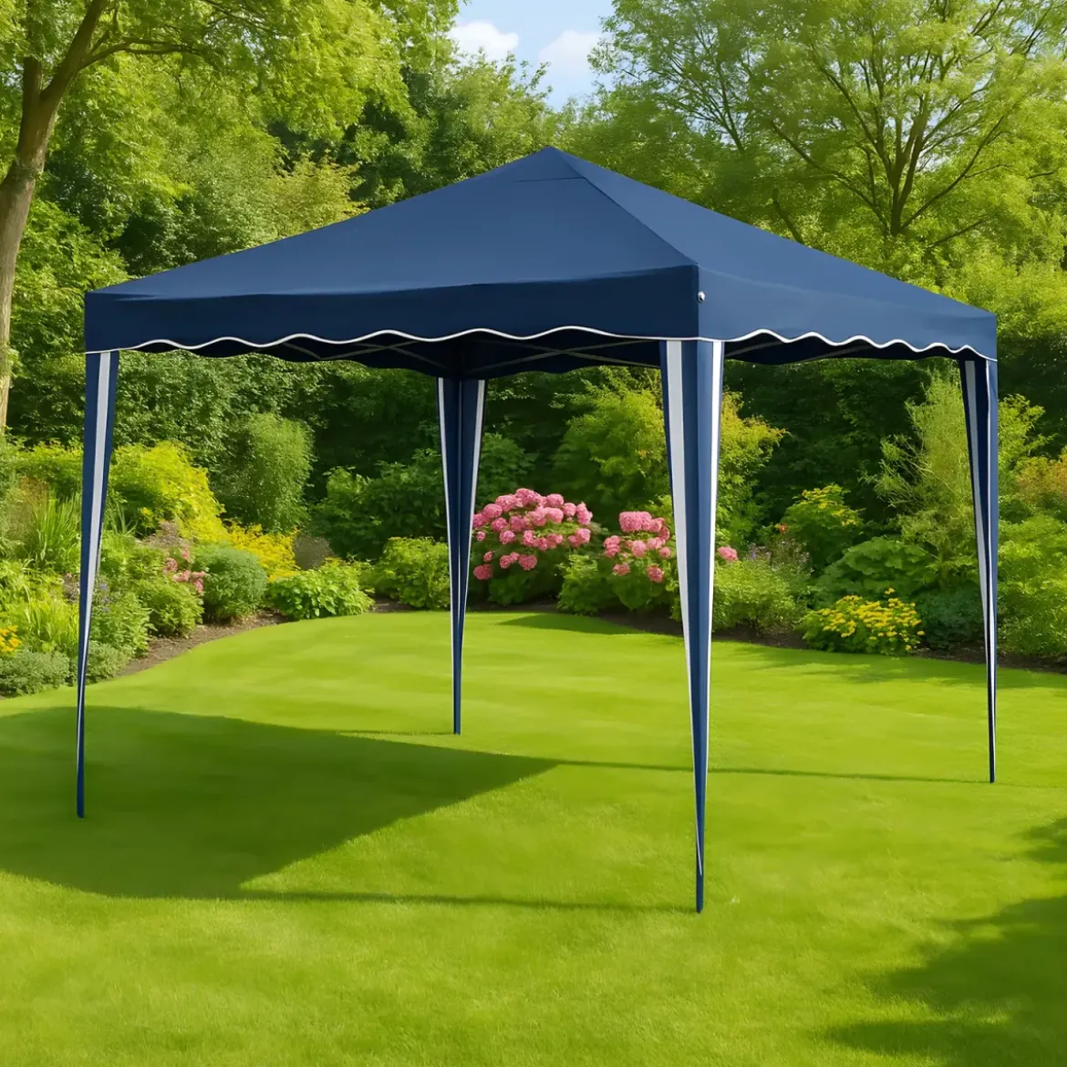 Gazebo da Giardino Pieghevole 3x3 m Blu Struttura in Acciaio