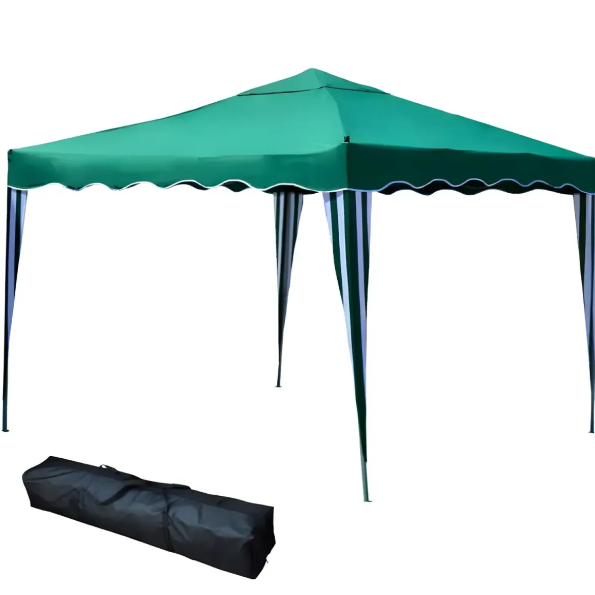 Gazebo da Giardino Pieghevole 3x3 m Verde Struttura in Acciaio