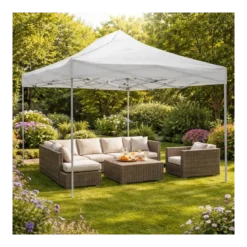 Gazebo da Giardino 3x4,5 a Fisarmonica Impermeabile Bianco con Sacca
