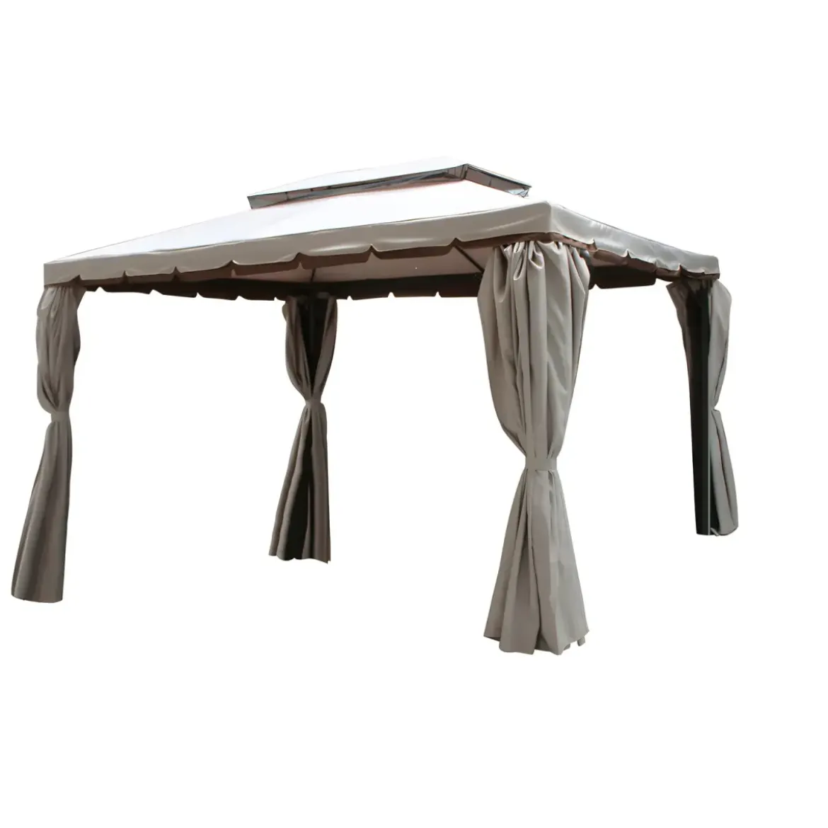 Gazebo da Giardino 3x4 Alluminio Avorio con Tende e Zanzariere