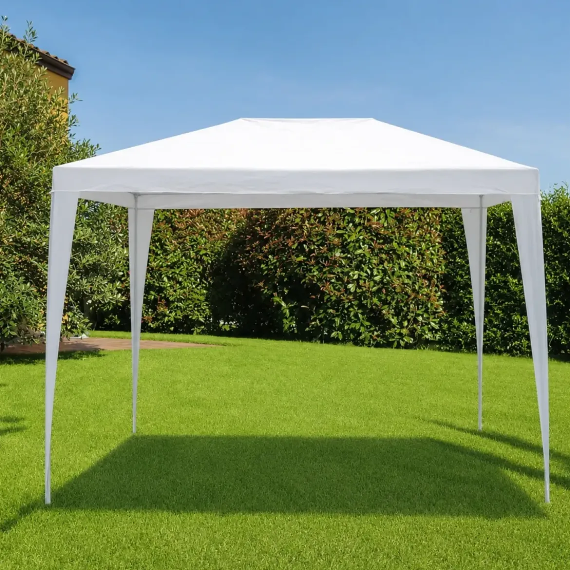 Gazebo da Giardino 3x3m Bianco in Acciaio con Copertura in Polietilene