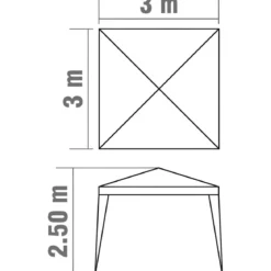 Gazebo da Giardino 3x3m Bianco in Acciaio con Copertura in Polietilene