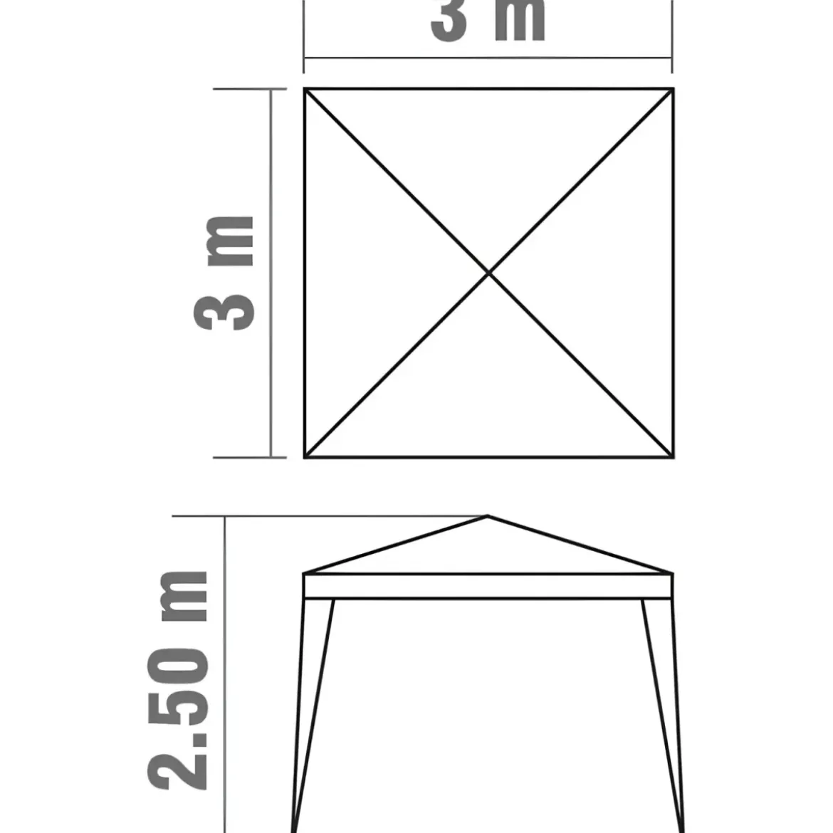Gazebo da Giardino 3x3m Bianco in Acciaio con Copertura in Polietilene