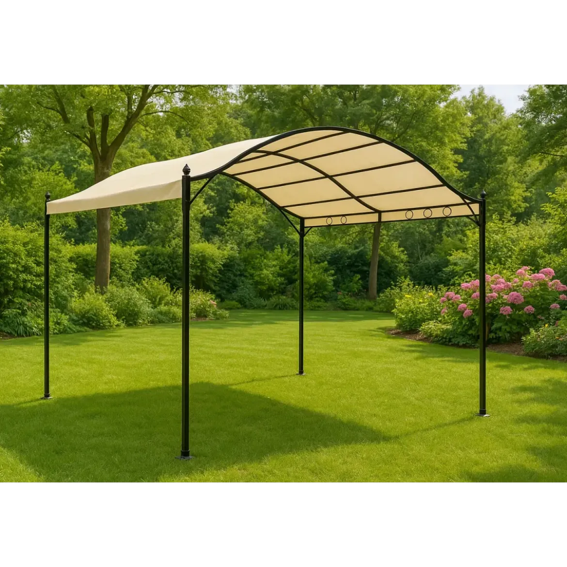 Gazebo da Giardino 3x4 m Ecrù Struttura in Acciaio Rettangolare
