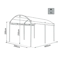 Gazebo da Giardino 3x4 m Ecrù Struttura in Acciaio Rettangolare