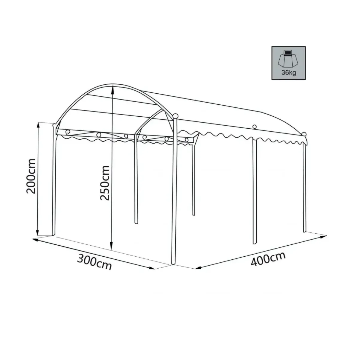 Gazebo da Giardino 3x4 m Ecrù Struttura in Acciaio Rettangolare